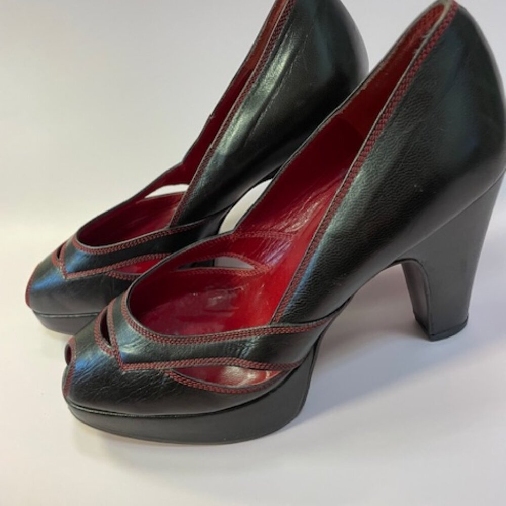 Vintage Miu Miu Peep Toe Platform Heel - chocolate brown 37.5